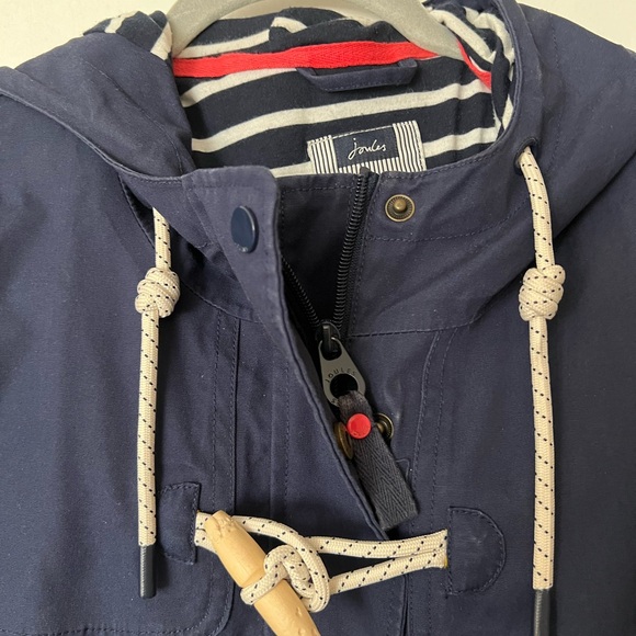 Joules Sz 16 Navy Lined Canvas Raincoat - Picture 2 of 8